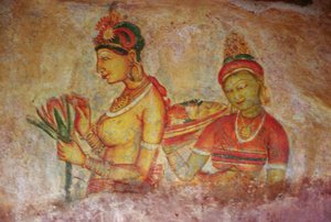 The Cloud Damsels, from the Rock Fortress (detail) by Sri Lankan School