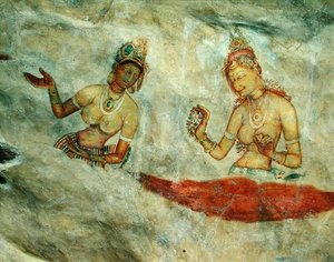The Cloud Damsels, from the Rock Fortress (detail) by Sri Lankan School
