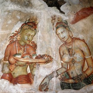View of the Maid (Fresco of the Lion Rock, 5th Century) by Sri Lankan School