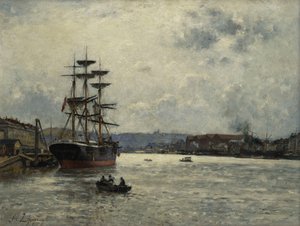 The Port of Caen by Stanislas Victor Edouard Lepine