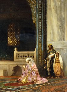 A Turkish Lady Praying in the Green Mosque, Bursa by Stanislaus von Chlebowski