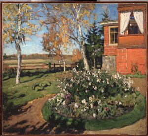 A Flower Bed (In Front of a House and a Countryside Landscape) by Stanislav Joulianovitch Joukovski