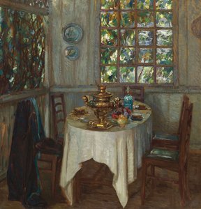 Interior with samovar, 1914 by Stanislav Julianovic Zukovskij