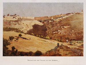 Watercolour by Stanley Inchbold, depicting the Kidron Valley, in Jerusalem, Palestine 1906