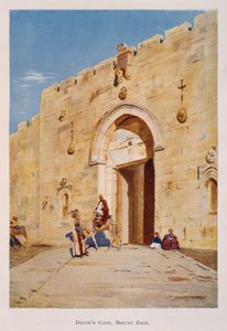Watercolour by Stanley Inchbold, depicting the King David or Zion Gate, in Jerusalem, Palestine 1906