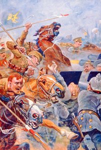 The Charge of the 9th Lancers during the Retreat from Mons by Stanley L. (after) Wood