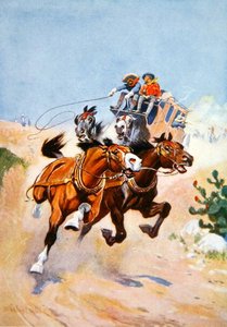 Stagecoach pursued by Indians