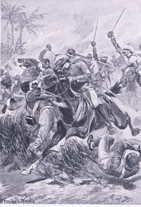 Volunteer cavalry outside Lucknow, 30th June 1857 by Stanley L. Wood
