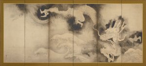 Dragons and Clouds, Momoyama or Edo Period by Sôtatsu