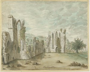 Croxden Abbey: Water Colour Painting by Stebbing Shaw