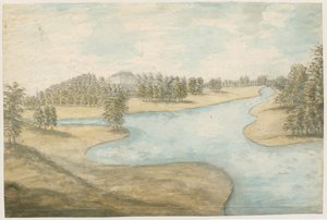 Teddesley Hall (watercolour painting, 1762-1802) by Stebbing Shaw