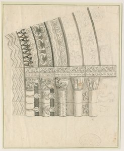 Tutbury Priory Church - West Doorway: Pen and Sepia Drawing (1762-1802) by Stebbing Shaw
