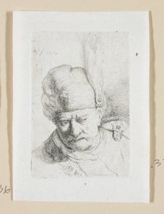 Head of a Man with a Turban Adorned with a Feather by Stefan Juliusz Norblin de la Gourdaine
