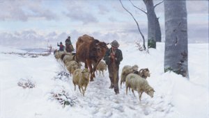 Coming Back from the Market After the Snowfall