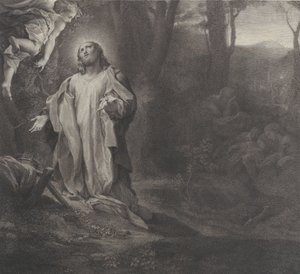 Christ on the Mount of Olives, with an angel at upper left