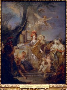 Empress Catherine II (1729-1796) as Minerva in the Circle of the Muses - Painting by Stefano Torelli (Oil on Canvas)