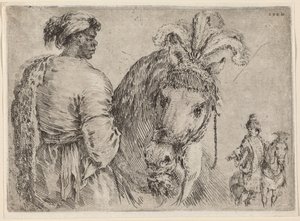A Black Man Feeding a Horse, probably 1662 by Stefano della Bella