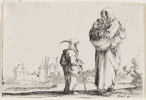 A Poor Woman Standing, Holding an Infant, From Caprices, Plate 7 by Stefano della Bella