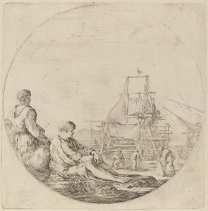 A Seated White Sailor and a Standing Black Sailor by Stefano della Bella