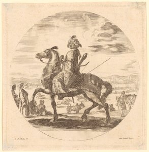 African Rider in Profile Facing Left by Stefano della Bella