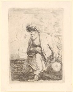 Old Turk with Coat and Turban Sitting on a Stone by Stefano della Bella