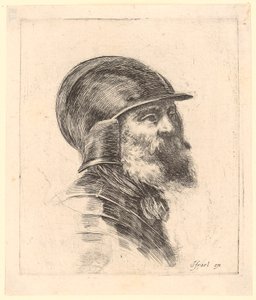 Bearded Man with Helmet in Three-Quarter Profile to the Right by Stefano della Bella
