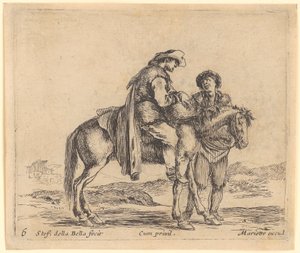 Farmer on a Horse, Profile to the Right, Behind the Horse a Second Standing Farmer by Stefano della Bella
