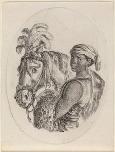 Black Groom with an Arabian Horse by Stefano della Bella