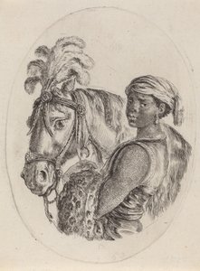 Black Groom with an Arabian Horse
