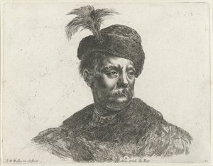 Bust of a Polish Man with Mustache and Plumed Hat by Stefano della Bella