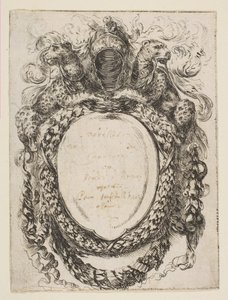 Cartouche Crowned by Helmet and Leopards, 1647