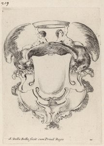 Cartouche with Eagles and Two Infants Holding a Crown