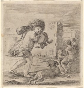 Child Carrying a Puppy by Stefano della Bella