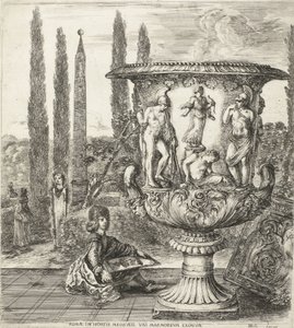 The Young Cosimo III de Medici Drawing the Medici Vase Romae, in hortis Medicaeis marmoreum eximium (title on object) Views of Rome and Surroundings (series title) Six Great Views, Four of Rome and Two of the Roman Countryside (series title) by Stefano della Bella