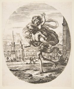 Death carrying a child, from The five deaths by Stefano della Bella