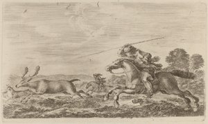 Deer Chased by Two Cavaliers by Stefano della Bella