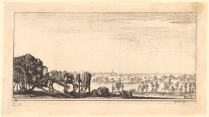 Cart with Two Horses by Stefano della Bella