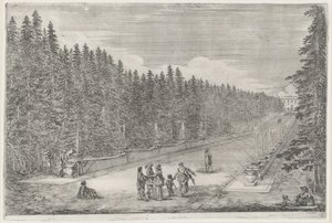 Avenue with Fountains in the Garden of Villa Pratolino (series title) by Stefano della Bella