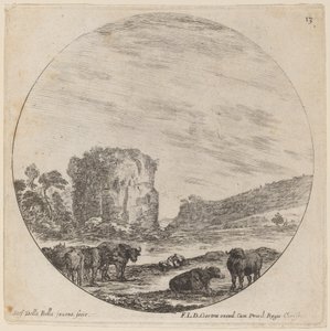 Landscape with Antique Ruins by Stefano della Bella