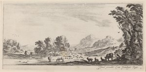Landscape with Shepherd Guarding his Flock, in or before 1647 by Stefano della Bella