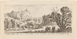 Landscape with Waterfall by Stefano della Bella