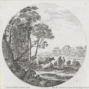Landscape with Herd and Corinthian Capital by Stefano della Bella