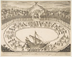 Parade Float in the Form of a Ship, Coat of Arms of the Grand Duke of Modena at Top by Stefano della Bella