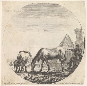The Pyramid of Caius Cestius to Right in the Background, a Horse Grazing