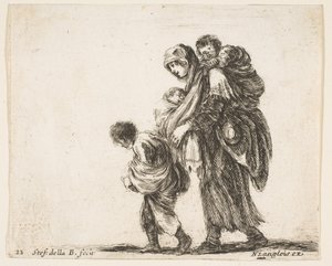 A Beggar Woman with Three Children by Stefano della Bella
