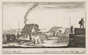 A Military Encampment with a Soldier Standing on a Parapet