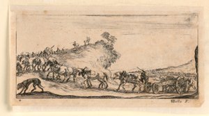 Plate 4, from "Desseins de Queleques Conduites de Troupes, Canons, et Ataques de Villes" by Stefano della Bella