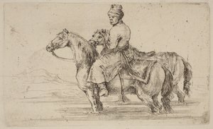 Polish Attendant with Two Horses by Stefano della Bella