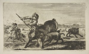 Stag at Bay (from Animal Hunts Chasses à différents animaux) by Stefano della Bella