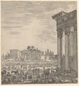 Temple of Antoninus Pius and Faustina and the Campo Vaccino by Stefano della Bella